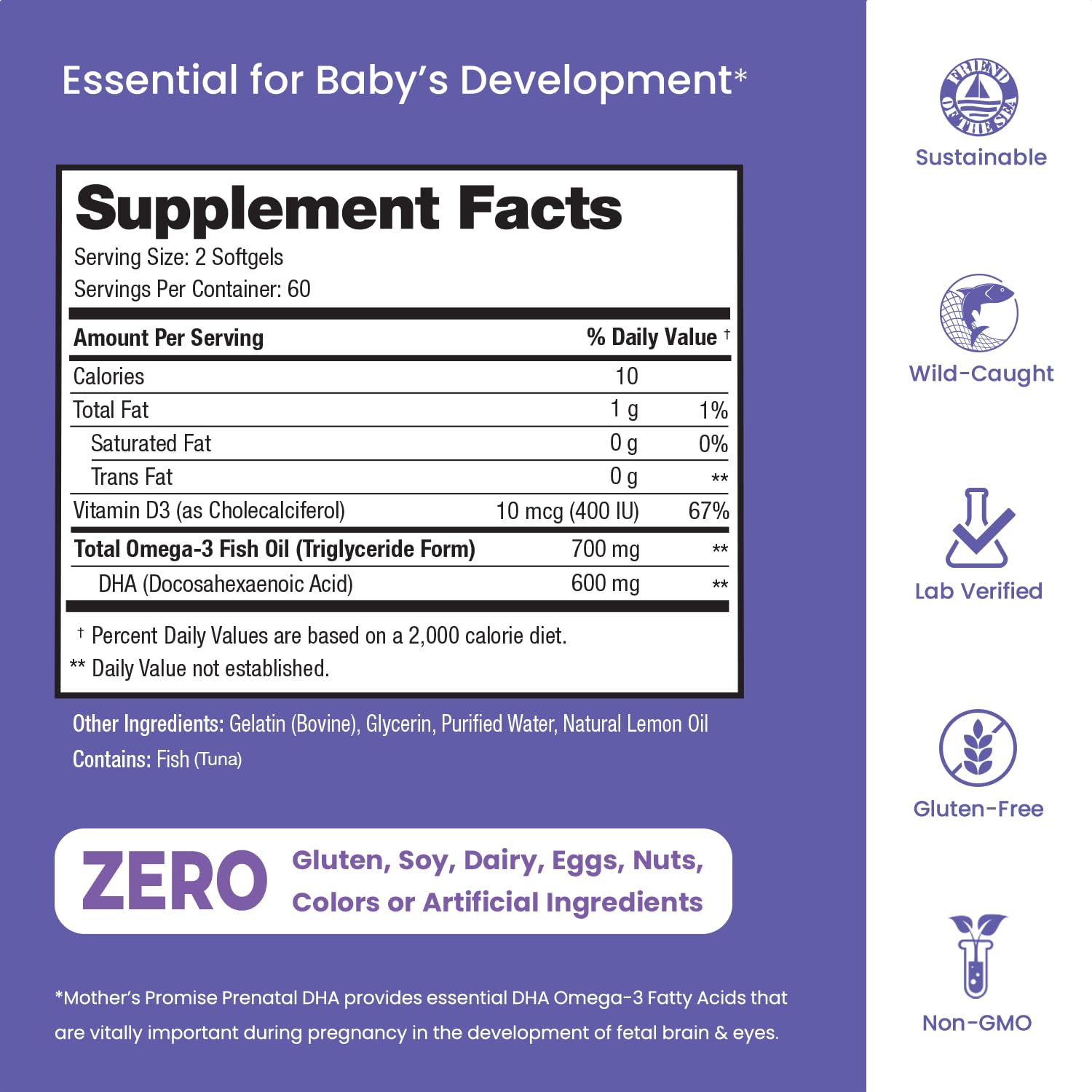 Prenatal DHA for Women 600mg + 400 IU Vitamin D3 | 120 Softgels | Supports Brain Health | Triglyceride Omega 3 Fish Oil DHA Prenatal Vitamins for Pregnancy & Nursing | 300mg per Capsule - TrustMedUSA