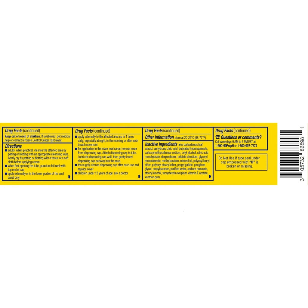 Preparation H Hemorrhoid Cream with Aloe for Multi-Symptom Relief - 1.8 Oz Tube - TrustMedUSA