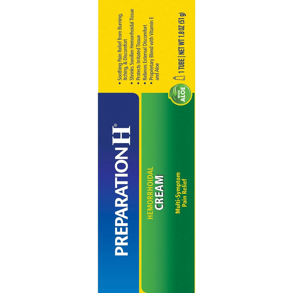 Preparation H Hemorrhoid Cream with Aloe for Multi-Symptom Relief - 1.8 Oz Tube - TrustMedUSA