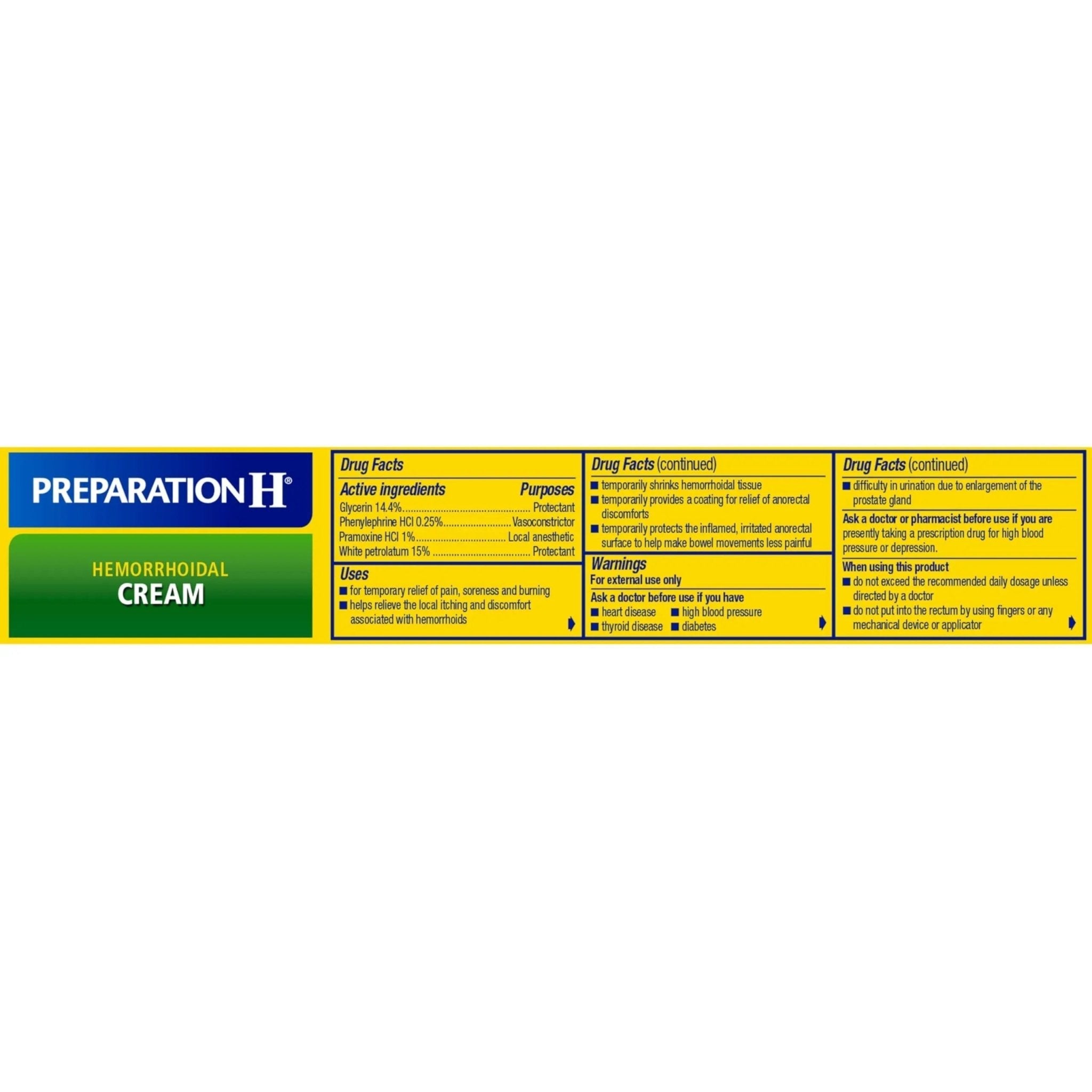 Preparation H Hemorrhoid Cream with Aloe for Multi-Symptom Relief - 1.8 Oz Tube - TrustMedUSA