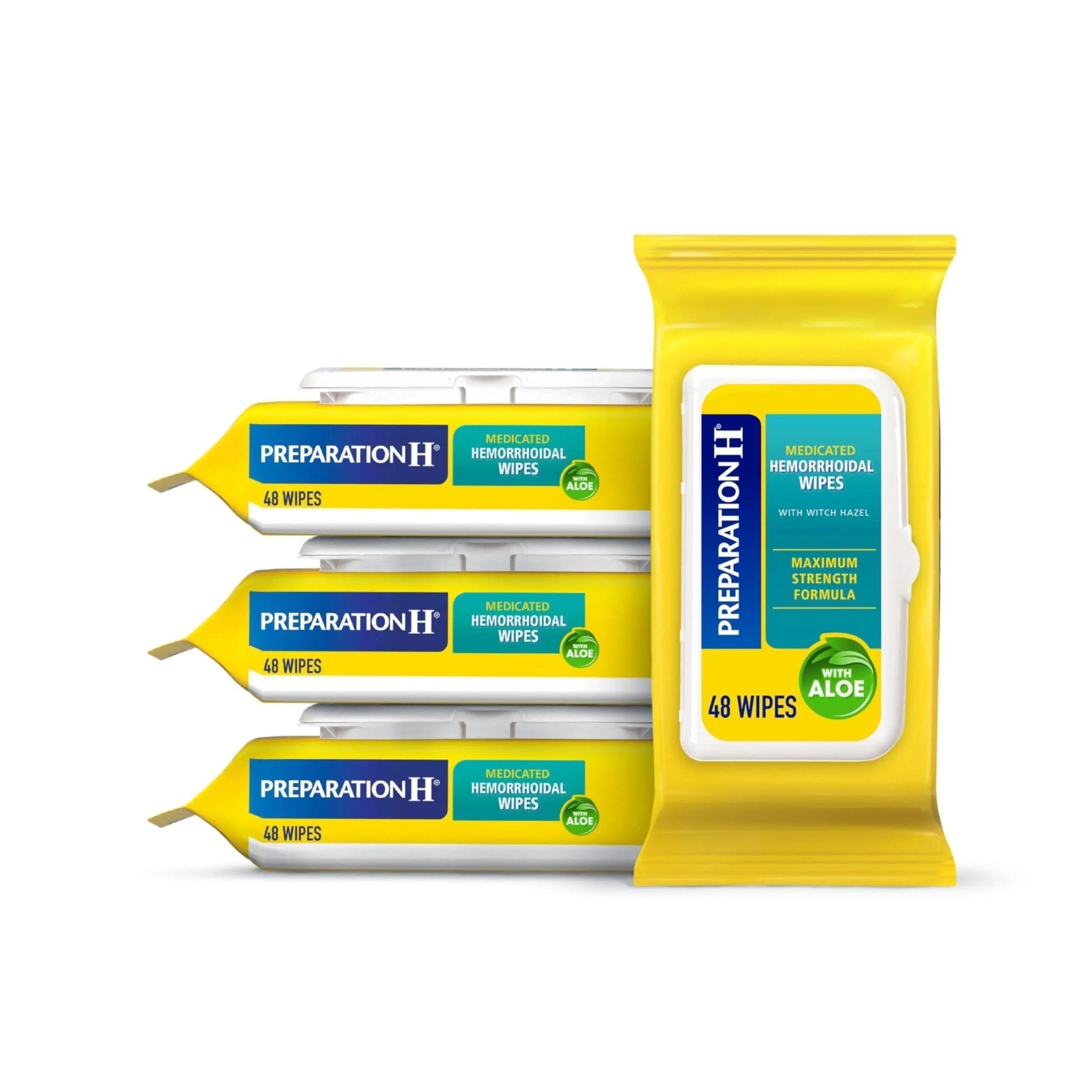 Preparation H Hemorrhoid Flushable Wipes with Witch Hazel for Skin Irritation Relief - 48 Count (Pack of 4) - TrustMedUSA