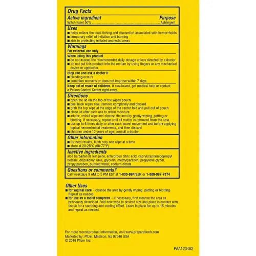 Preparation H Hemorrhoid Flushable Wipes with Witch Hazel for Skin Irritation Relief - 96 Count - TrustMedUSA