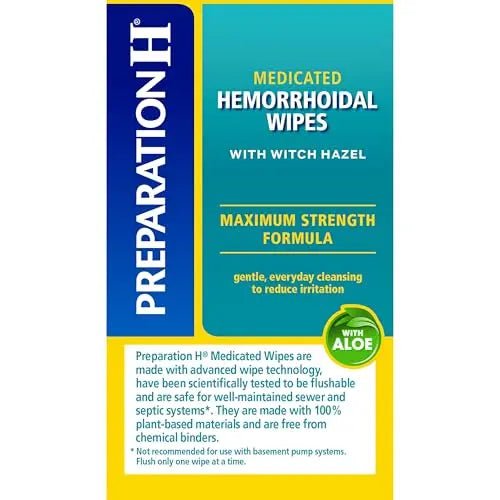 Preparation H Hemorrhoid Flushable Wipes with Witch Hazel for Skin Irritation Relief - 96 Count - TrustMedUSA