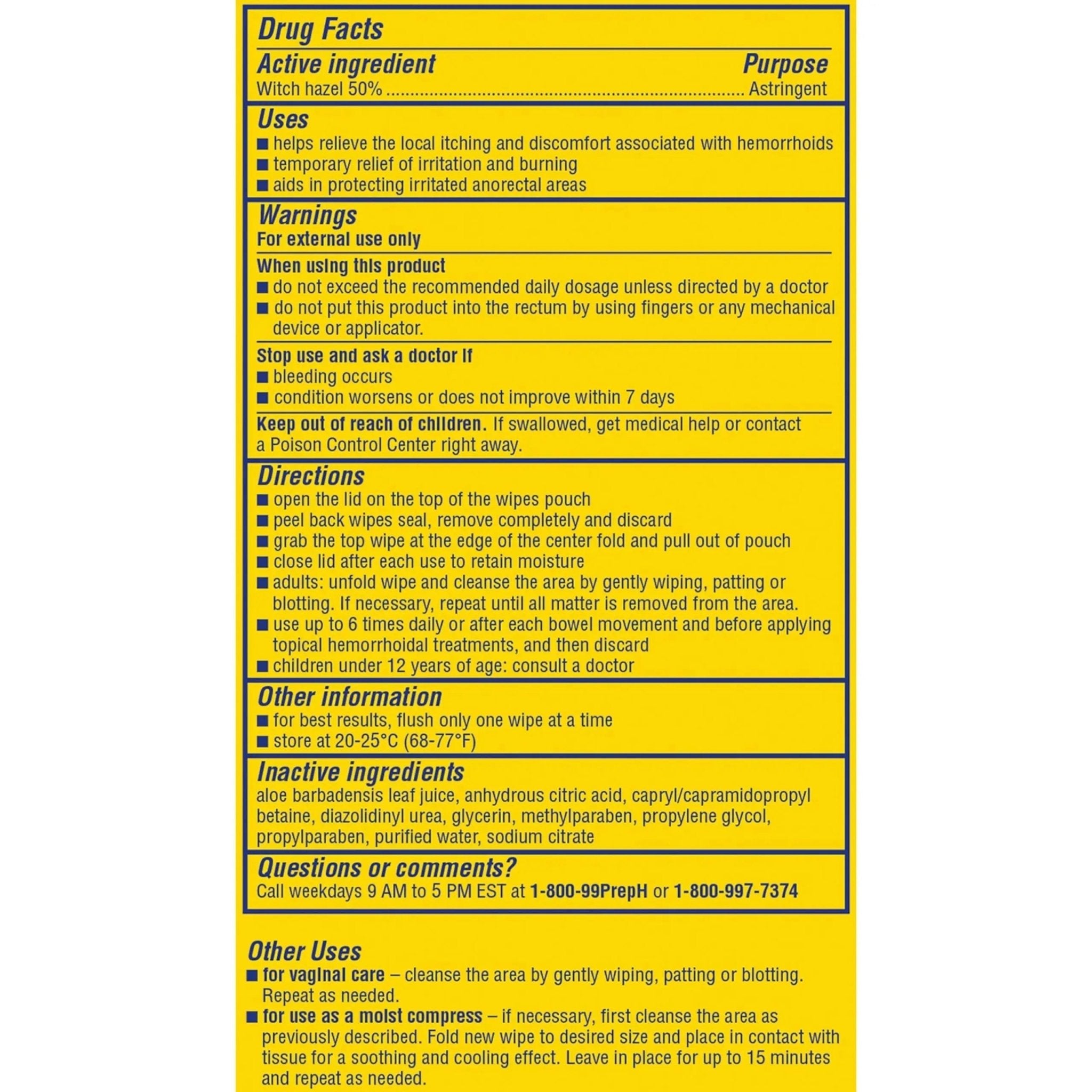 Preparation H Hemorrhoid Flushable Wipes with Witch Hazel for Skin Irritation Relief - 96 Count - TrustMedUSA