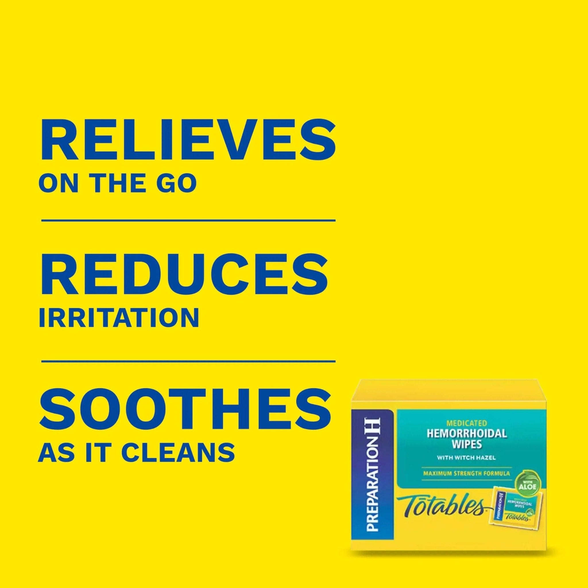 Preparation H Hemorrhoid Flushable Wipes with Witch Hazel for Skin Irritation Relief - 96 Count - TrustMedUSA