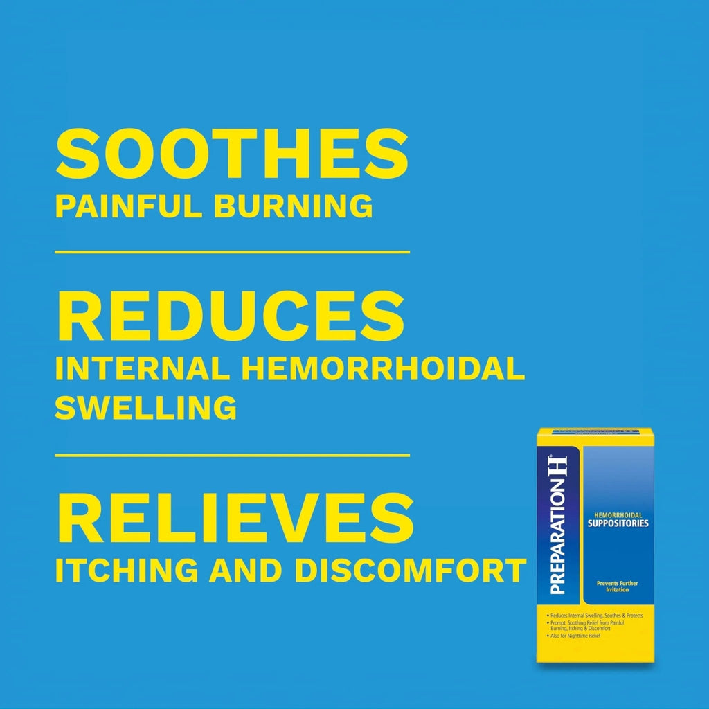 Preparation H Hemorrhoid Suppositories For Itching And Discomfort Relief - 12 Count (Pack of 1) - TrustMedUSA