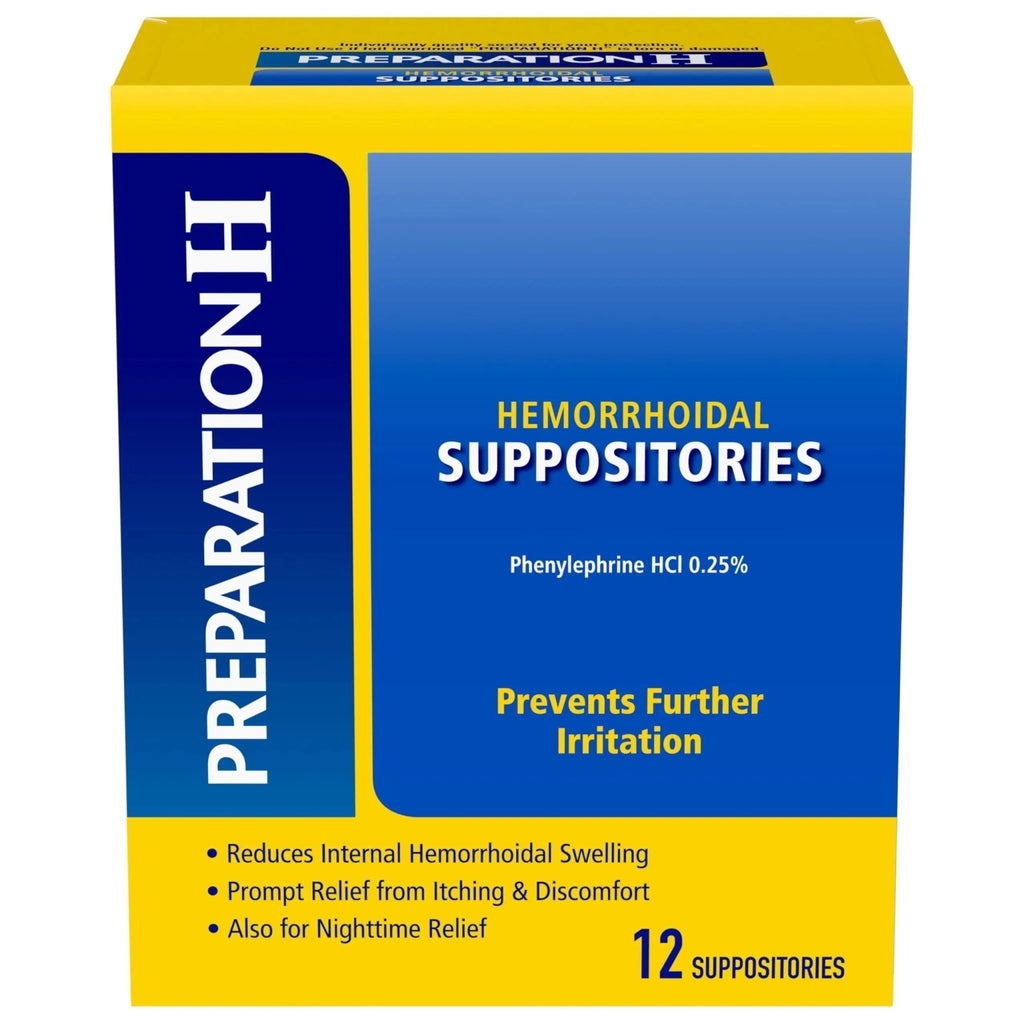 Preparation H Hemorrhoid Suppositories For Itching And Discomfort Relief - 12 Count (Pack of 1) - TrustMedUSA