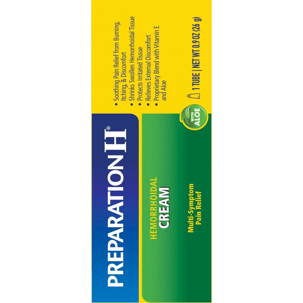 Preparation H Hemorrhoid Symptom Treatment Cream (0.9 Ounce Tube), Maximum Strength Multi-Symptom Pain Relief with Aloe - TrustMedUSA