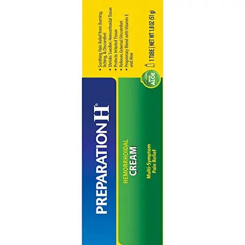 Preparation H Hemorrhoid Symptom Treatment Cream (2 x 1.8 Ounce Tube), Maximum Strength Multi-Symptom Pain Relief with Aloe - TrustMedUSA