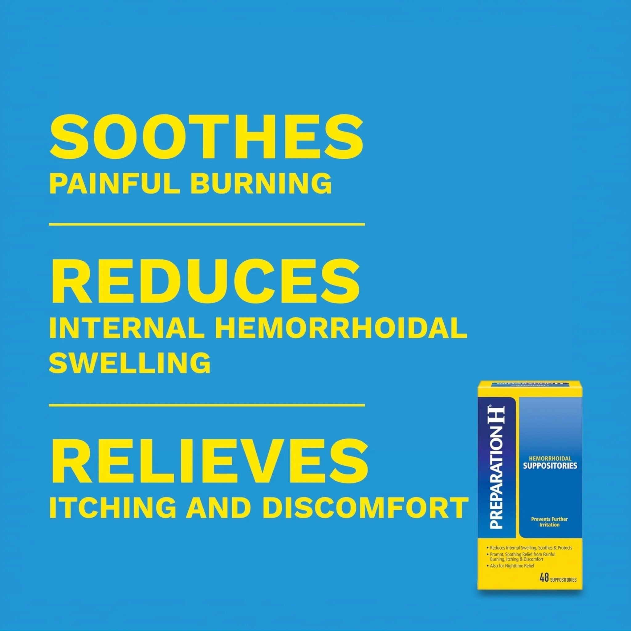 PREPARATION H Hemorrhoid Symptom Treatment Suppositories, Burning, Itching and Discomfort Relief (48 Count) - TrustMedUSA