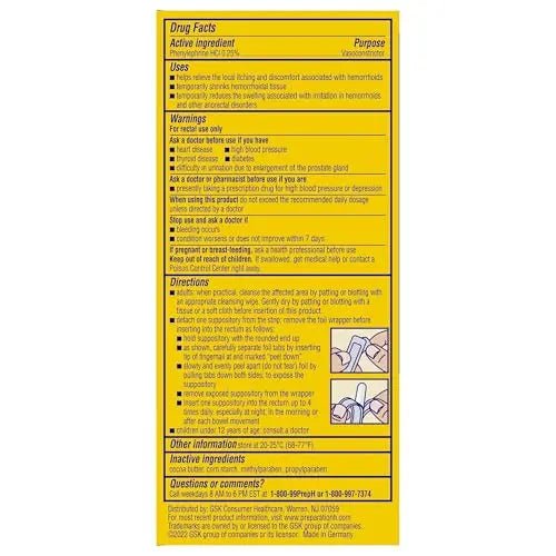 PREPARATION H Hemorrhoid Symptom Treatment Suppositories, Burning, Itching and Discomfort Relief (48 Count) - TrustMedUSA