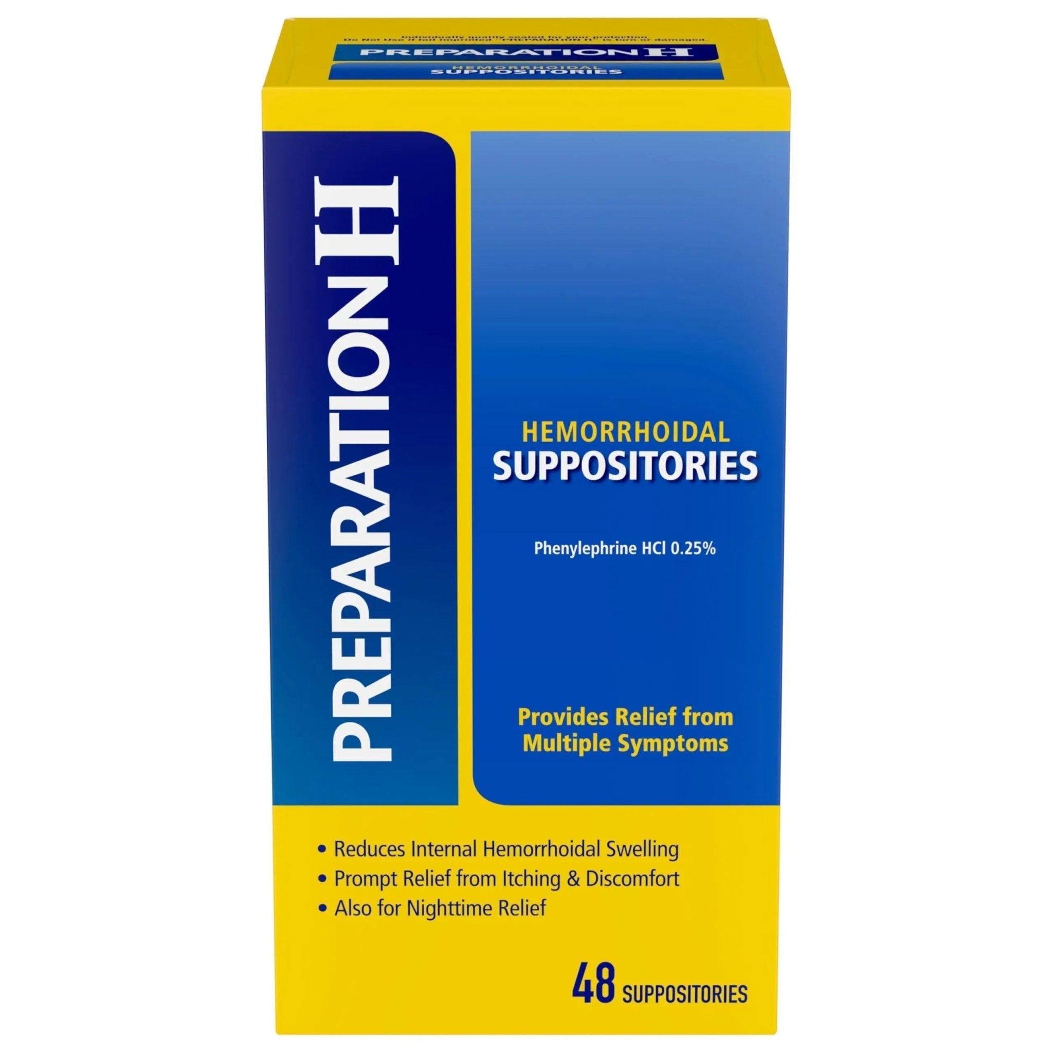 PREPARATION H Hemorrhoid Symptom Treatment Suppositories, Burning, Itching and Discomfort Relief (48 Count) - TrustMedUSA