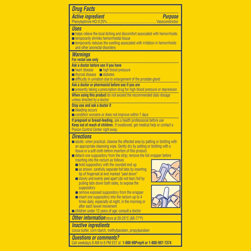PREPARATION H Hemorrhoid Symptom Treatment Suppositories, Burning, Itching and Discomfort Relief (48 Count) - TrustMedUSA