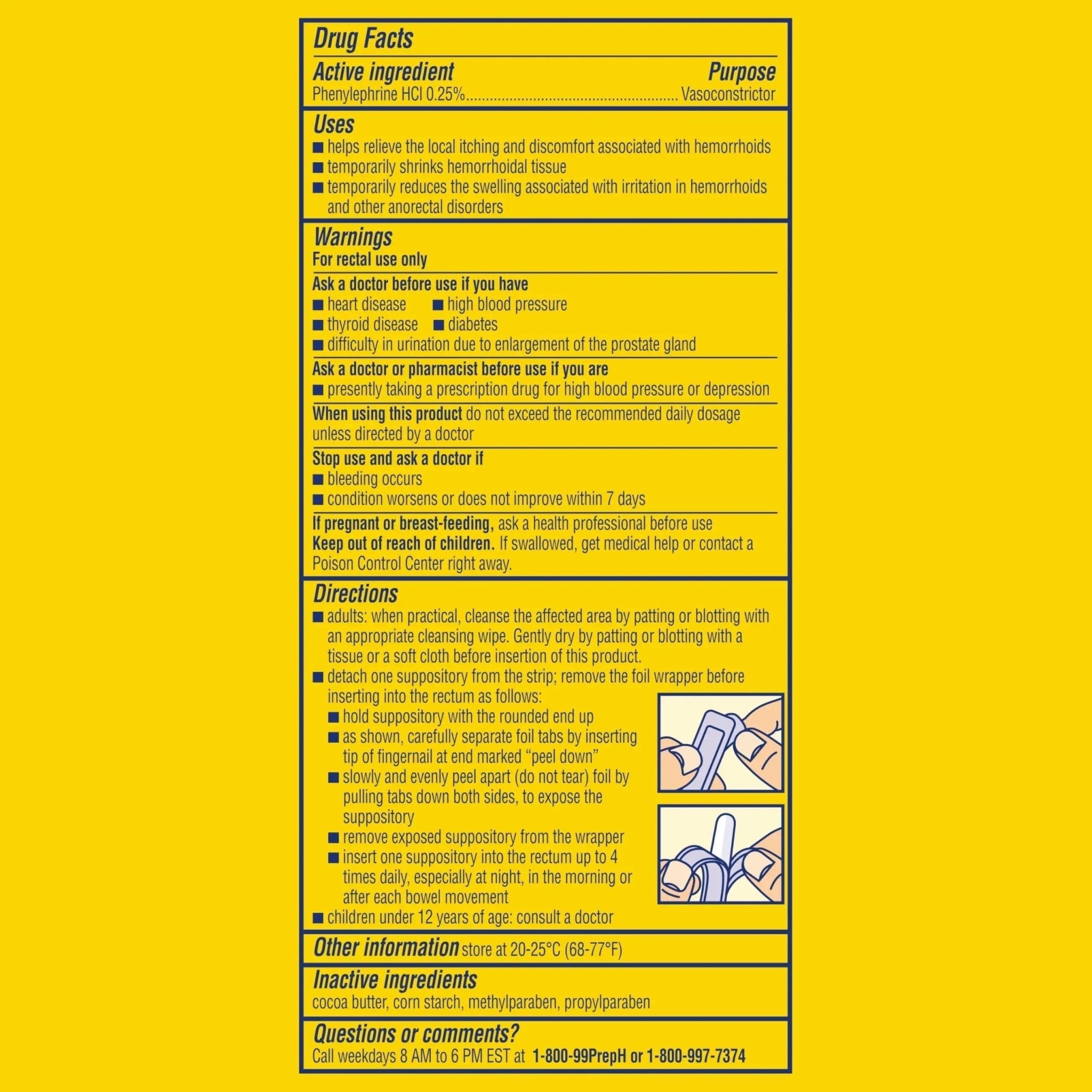 PREPARATION H Hemorrhoid Symptom Treatment Suppositories, Burning, Itching and Discomfort Relief (48 Count) - TrustMedUSA