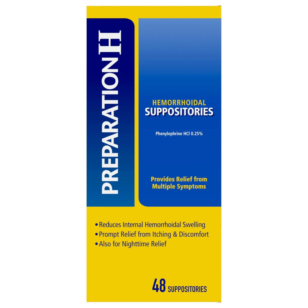 PREPARATION H Hemorrhoid Symptom Treatment Suppositories, Burning, Itching and Discomfort Relief (48 Count) - TrustMedUSA