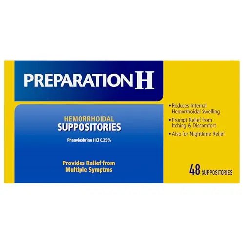 PREPARATION H Hemorrhoid Symptom Treatment Suppositories, Burning, Itching and Discomfort Relief (48 Count) - TrustMedUSA