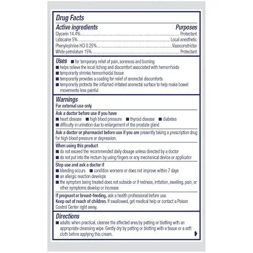 Preparation H Rapid Relief Hemorrhoid Cream with Lidocaine, Numbing Relief for Swelling, Pain, Burning and Itching - 0.75 Oz Tube - TrustMedUSA