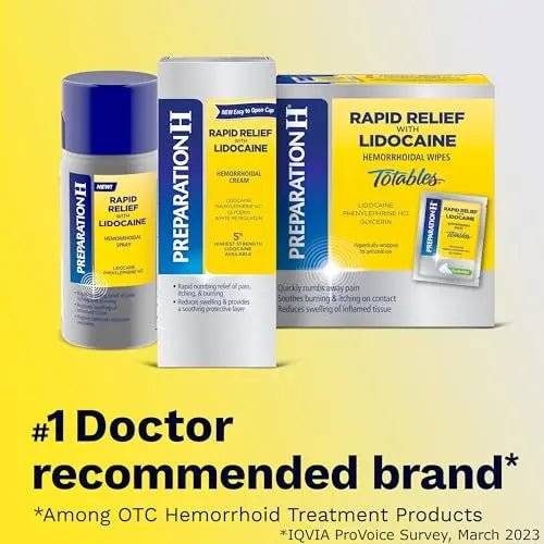 Preparation H Rapid Relief Hemorrhoid Cream with Lidocaine, Numbing Relief for Swelling, Pain, Burning and Itching - 0.75 Oz Tube - TrustMedUSA