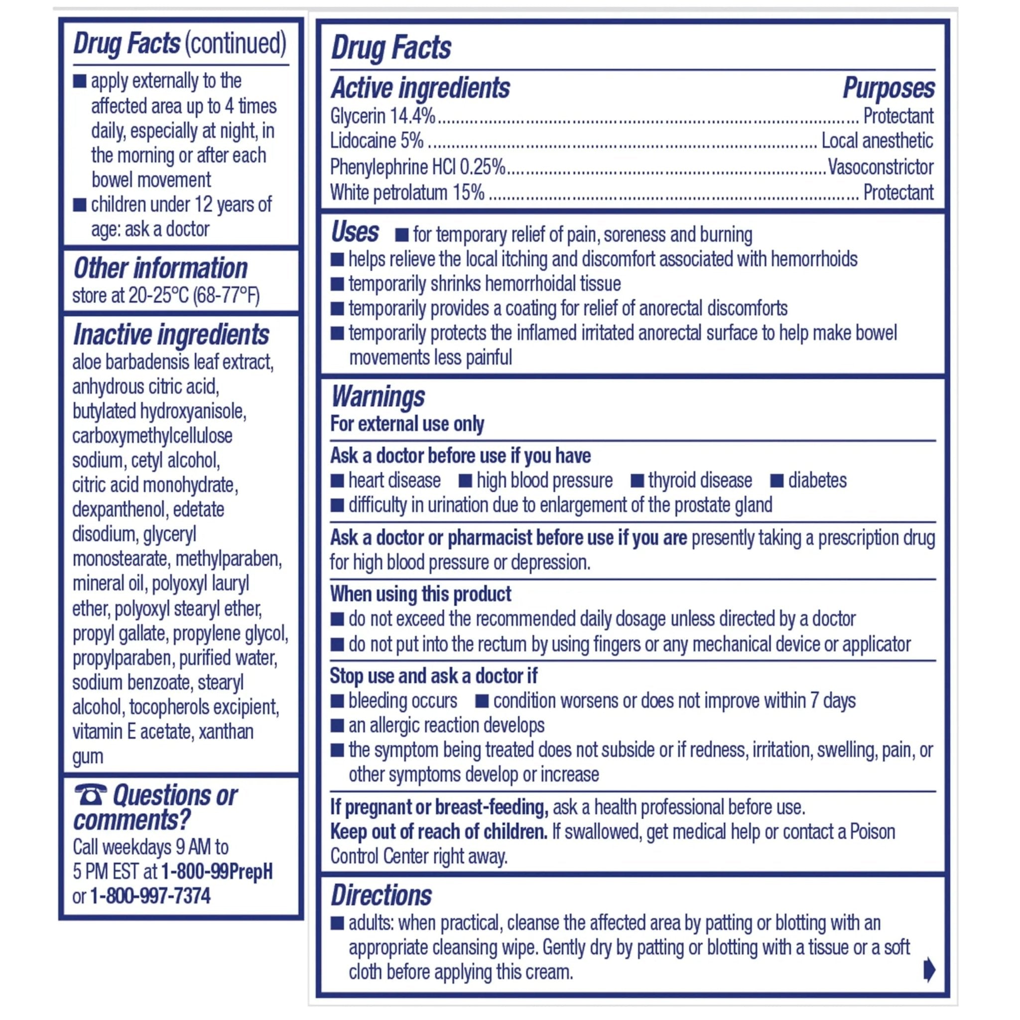 Preparation H Rapid Relief Hemorrhoid Cream with Lidocaine, Numbing Relief for Swelling, Pain, Burning and Itching - 0.75 Oz Tube - TrustMedUSA
