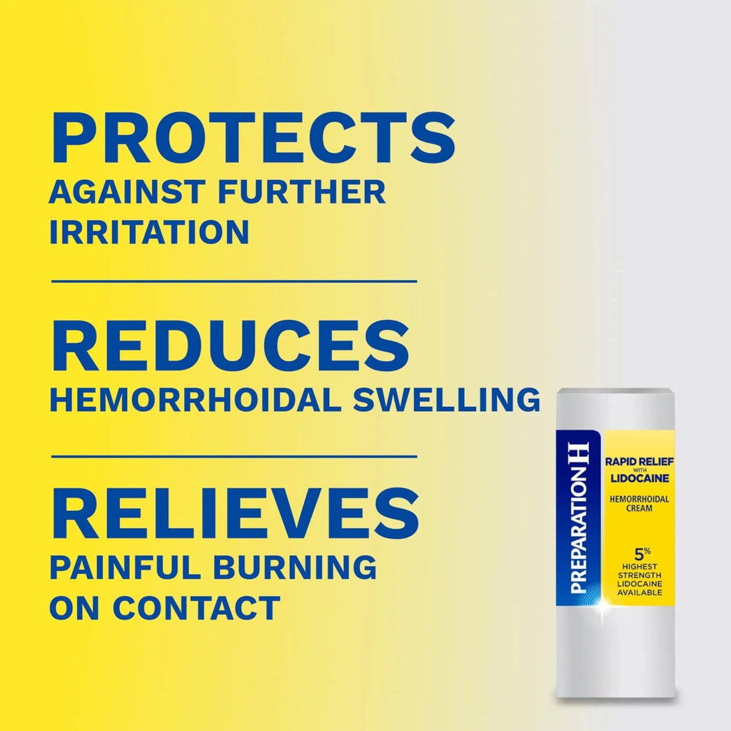 Preparation H Rapid Relief Hemorrhoid Cream with Lidocaine, Numbing Relief for Swelling, Pain, Burning and Itching - 0.75 Oz Tube - TrustMedUSA