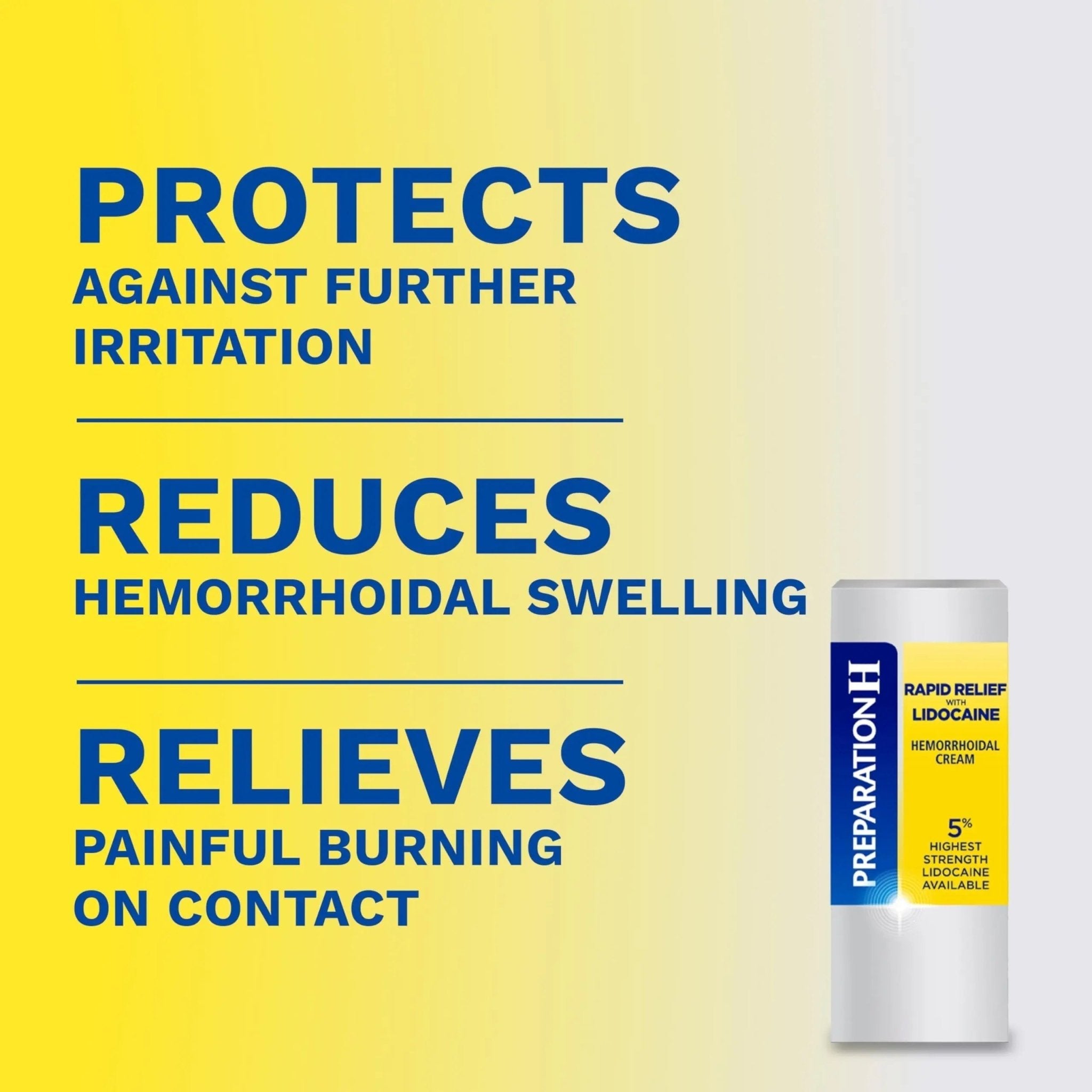 Preparation H Rapid Relief Hemorrhoid Cream with Lidocaine, Numbing Relief for Swelling, Pain, Burning and Itching - 0.75 Oz Tube - TrustMedUSA