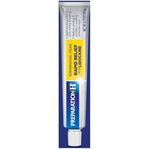 Preparation H Rapid Relief Hemorrhoid Cream with Lidocaine, Numbing Relief for Swelling, Pain, Burning and Itching - 0.75 Oz Tube - TrustMedUSA