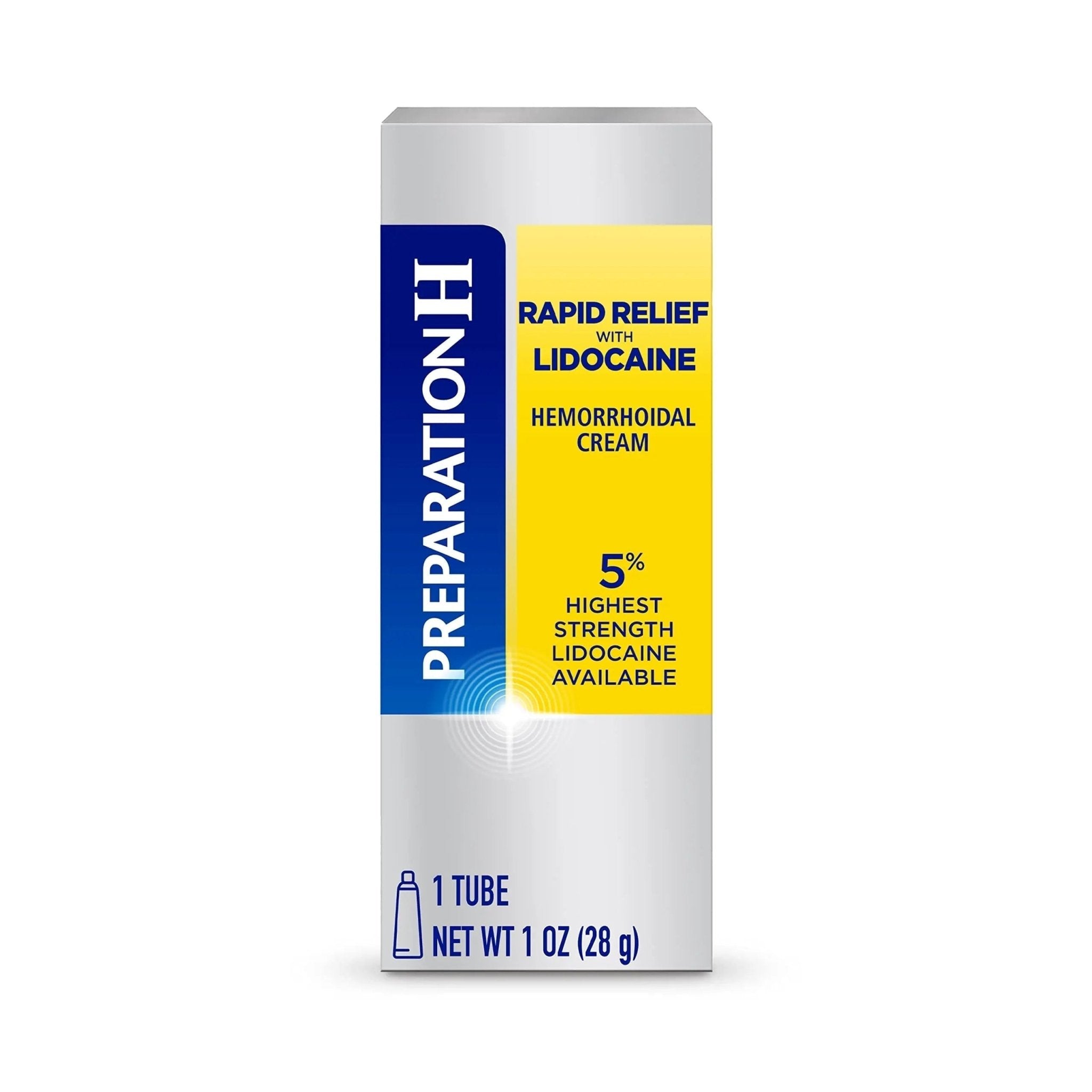 Preparation H Rapid Relief Hemorrhoid Cream with Lidocaine, Numbing Relief for Swelling, Pain, Burning and Itching - 1 Oz Tube - TrustMedUSA