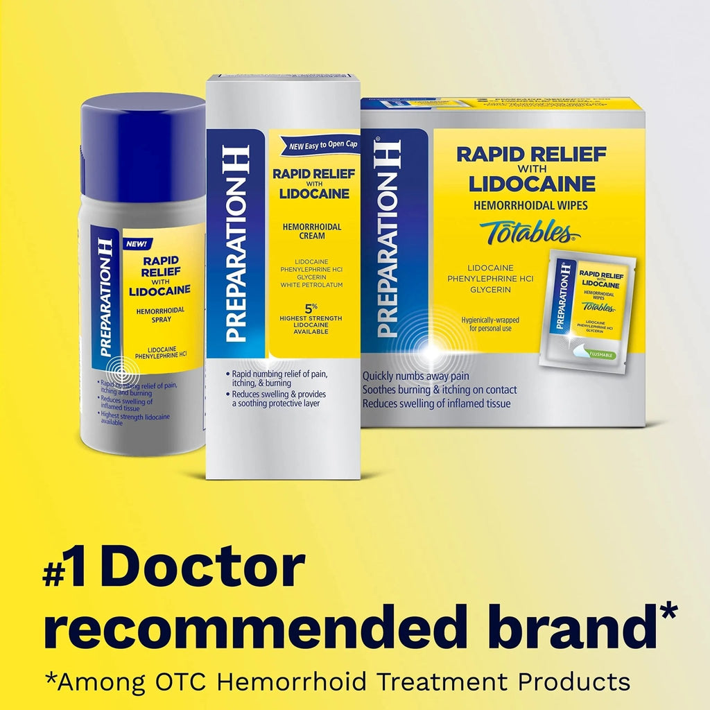 Preparation H Rapid Relief Hemorrhoid Cream with Lidocaine, Numbing Relief for Swelling, Pain, Burning and Itching - 1 Oz Tube - TrustMedUSA