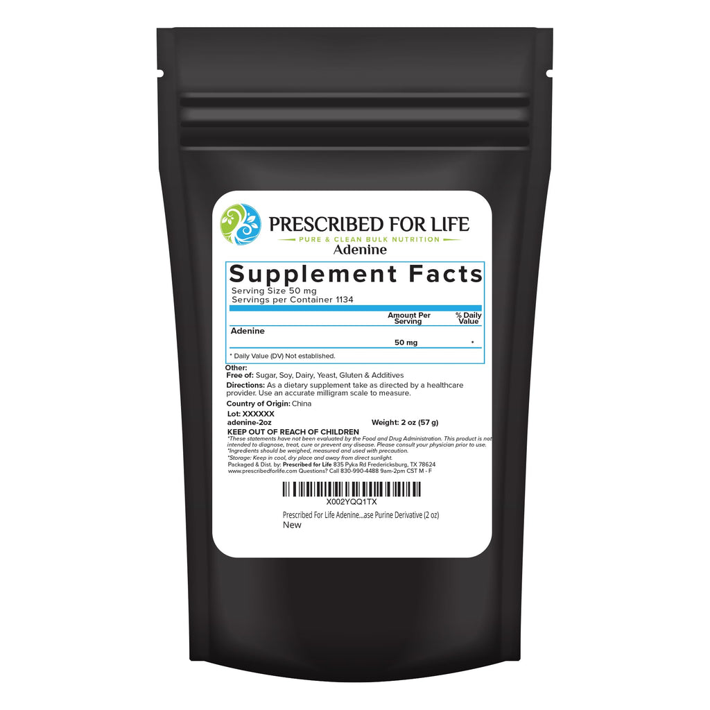 Prescribed For Life Adenine Powder, Vitamin B4 Adenine Supplement, A Nucleobase Purine Derivative (56g) - TrustMedUSA