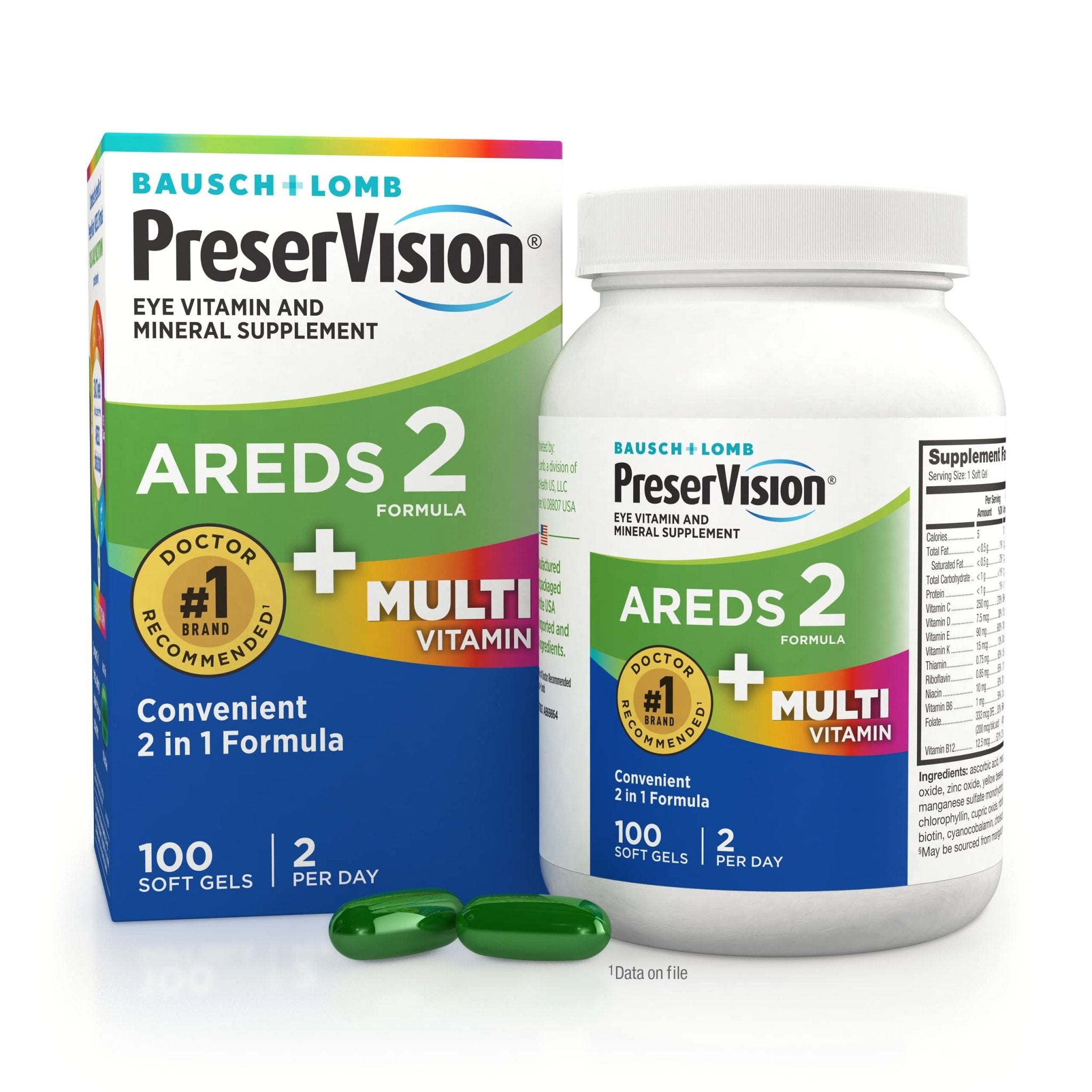 PreserVision AREDS 2 + Multivitamin, 1 Eye Doctor Recommended Brand, 2-in-1 Eye Vitamin with Lutein, Zeaxanthin, Zinc, and Vitamin C, D & E, 100 Softgels - TrustMedUSA