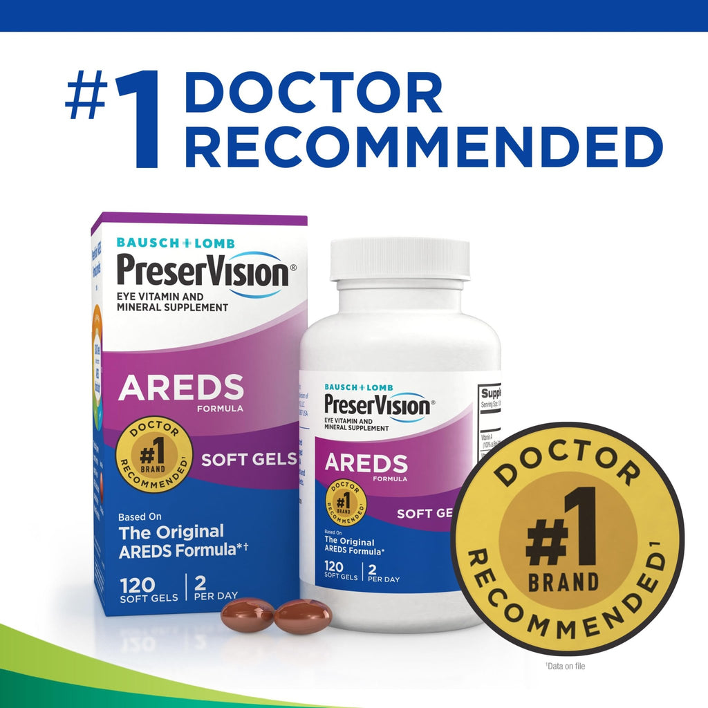 PreserVision AREDS Eye Vitamins, 1 Eye Doctor Recommended Brand, Multivitamin with Copper, Vitamin A, C & E, Zinc Supplements, 120 Softgels - TrustMedUSA