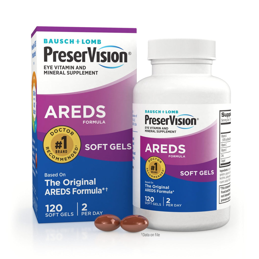 PreserVision AREDS Eye Vitamins, 1 Eye Doctor Recommended Brand, Multivitamin with Copper, Vitamin A, C & E, Zinc Supplements, 120 Softgels - TrustMedUSA