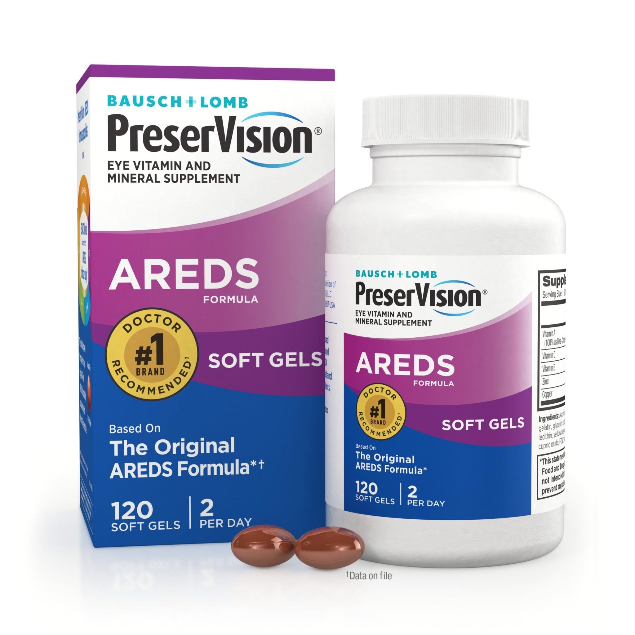 PreserVision AREDS Eye Vitamins, 1 Eye Doctor Recommended Brand, Multivitamin with Copper, Vitamin A, C & E, Zinc Supplements, 120 Softgels - TrustMedUSA