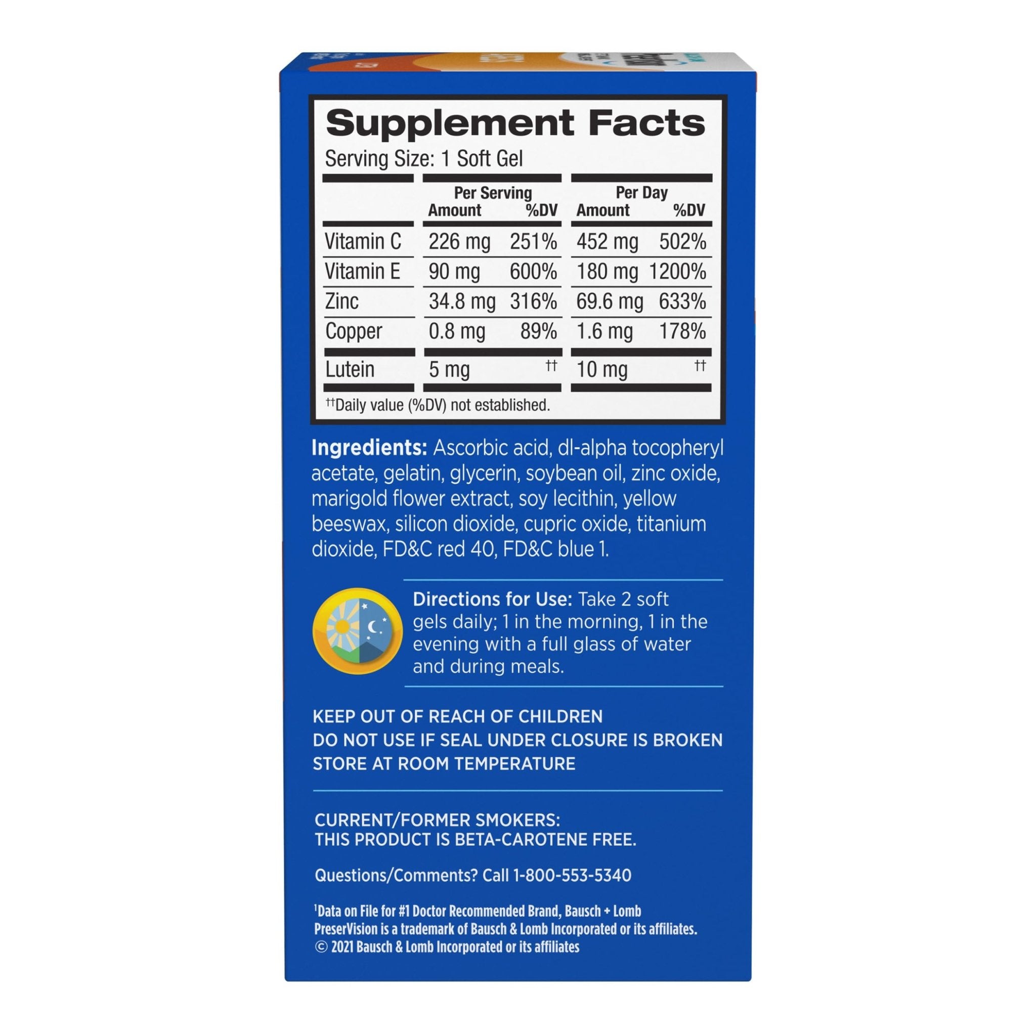 PreserVision AREDS Eye Vitamins, 1 Eye Doctor Recommended Brand, Multivitamin with Lutein, Vitamins C & E, Zinc, and Copper Supplements, 120 Softgels - TrustMedUSA
