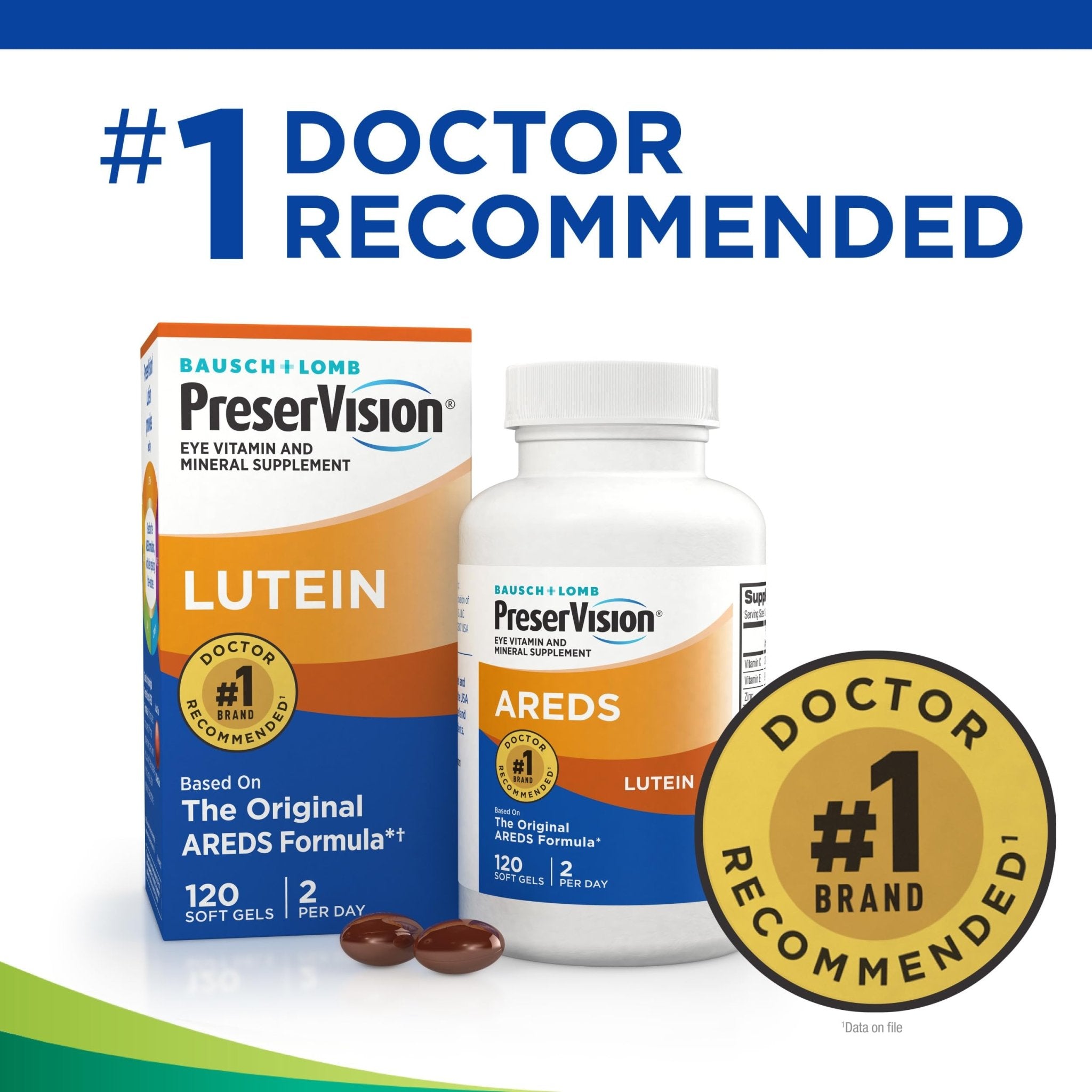 PreserVision AREDS Eye Vitamins, 1 Eye Doctor Recommended Brand, Multivitamin with Lutein, Vitamins C & E, Zinc, and Copper Supplements, 120 Softgels - TrustMedUSA