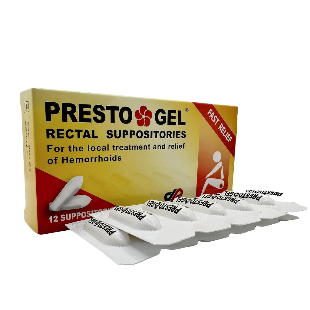 Presto Gel - Natural Hemorrhoid Rectal Suppositories - Rapid Hemorrhoid Treatment and Relief from Itching, Swelling, Burning and Discomfort - Pack of 12 - TrustMedUSA