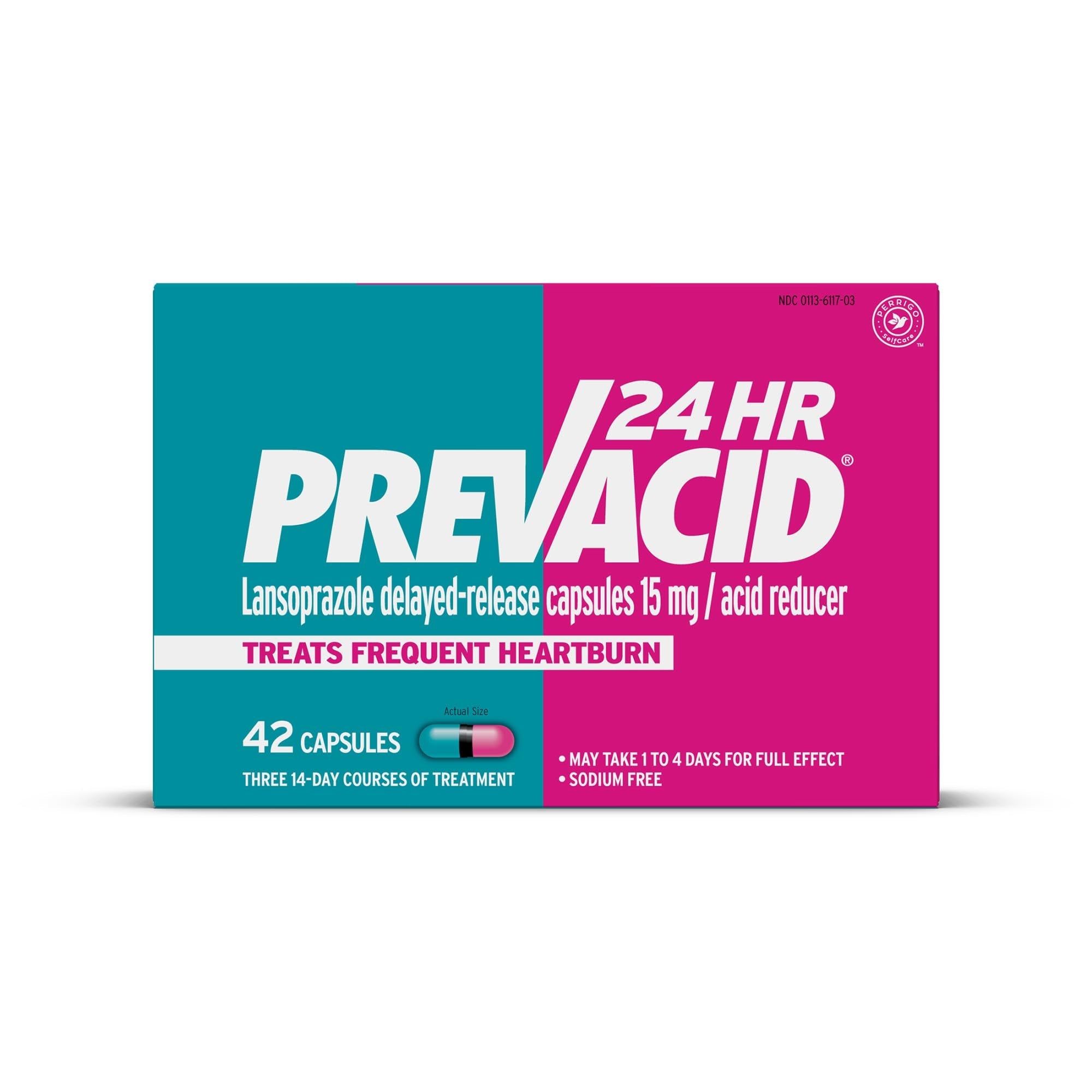 Prevacid 24HR Lansoprazole Capsules, 15 mg Acid Reducer, Delayed-Release PPI for Frequent Heartburn Relief, 42 Count - Maple Wellness Supplements