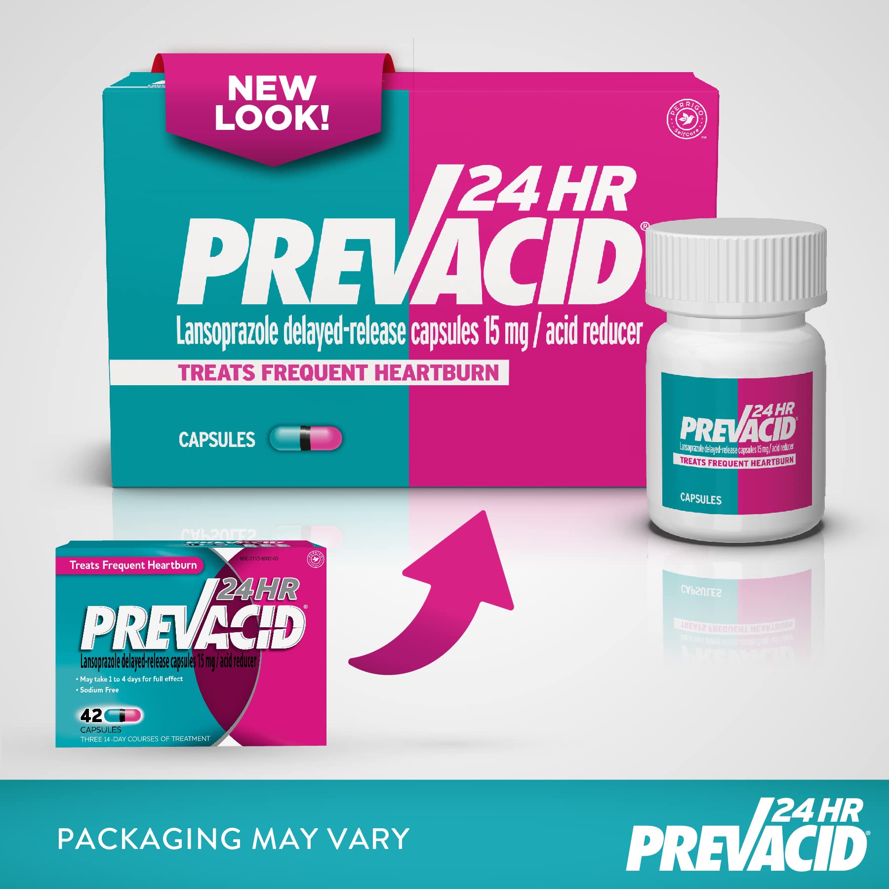 Prevacid 24HR Lansoprazole Capsules, 15 mg Acid Reducer, Delayed-Release PPI for Frequent Heartburn Relief, 42 Count - Maple Wellness Supplements