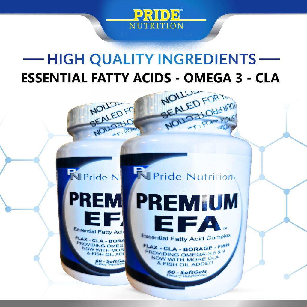Pride Nutrition Premium EFA Omega 3-6-9 Supplement for Men and Women 5 in 1 - EPA, DHA, GLA, ALA & CLA Essential Fatty Acids with Fish Oil - Softgel Pills - Maple Wellness Supplements