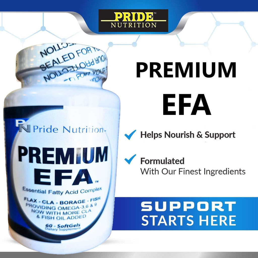 Pride Nutrition Premium EFA Omega 3-6-9 Supplement for Men and Women 5 in 1 - EPA, DHA, GLA, ALA & CLA Essential Fatty Acids with Fish Oil - Softgel Pills - Maple Wellness Supplements