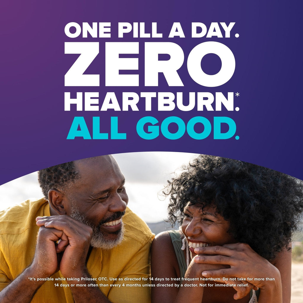 Prilosec OTC, Omeprazole Delayed Release 20mg, Acid Reducer, Treats Frequent Heartburn for 24 Hour Relief, All Day, All Night*, Heartburn Medicine, 20mg, Wildberry Flavor, 42 Tablets - Maple Wellness Supplements