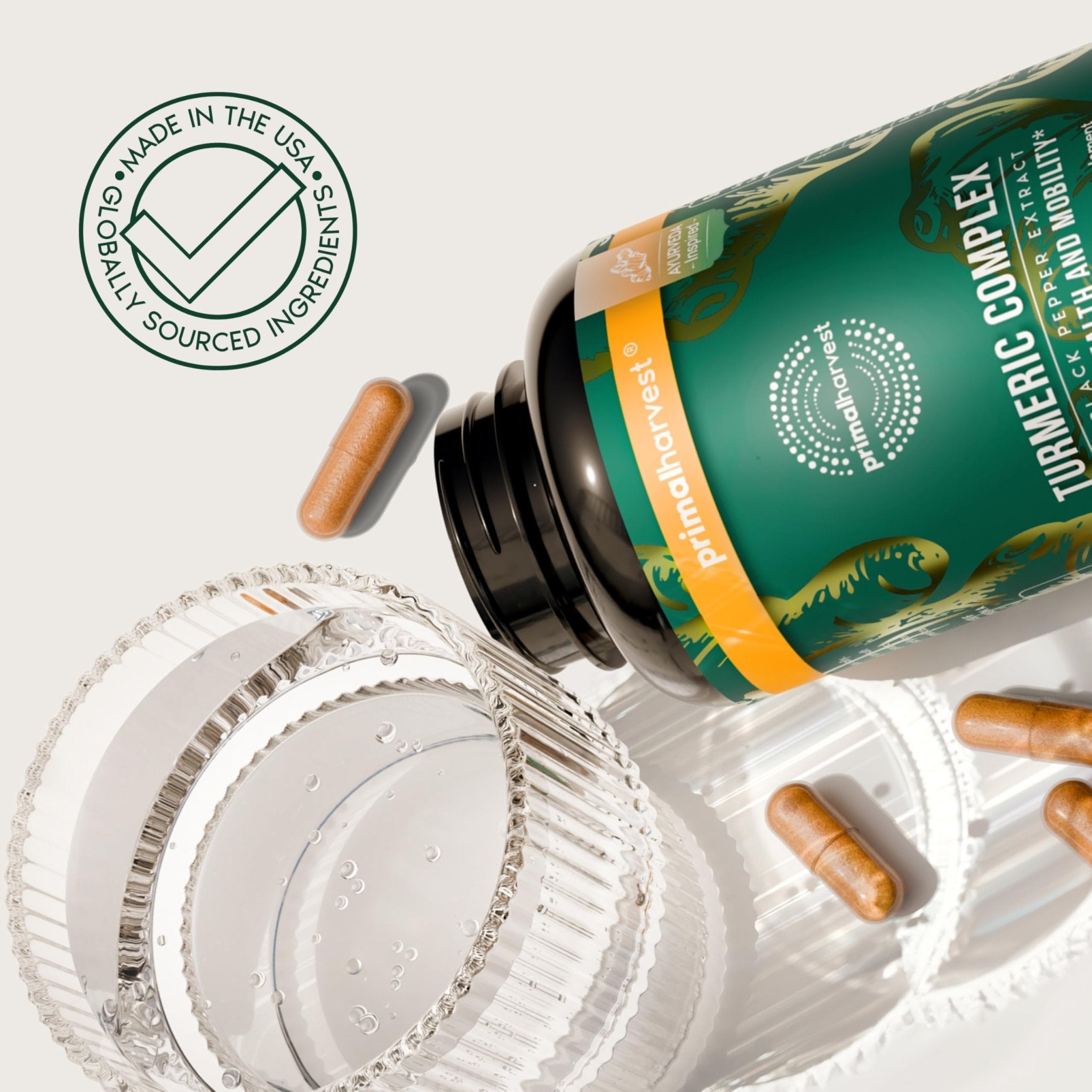 Primal Harvest 1 Pack, Primal Turmeric Complex w/Black Pepper Extract, Joint and Mobility Support Turmeric Supplement for Women & Men, 60 Capsules - TrustMedUSA