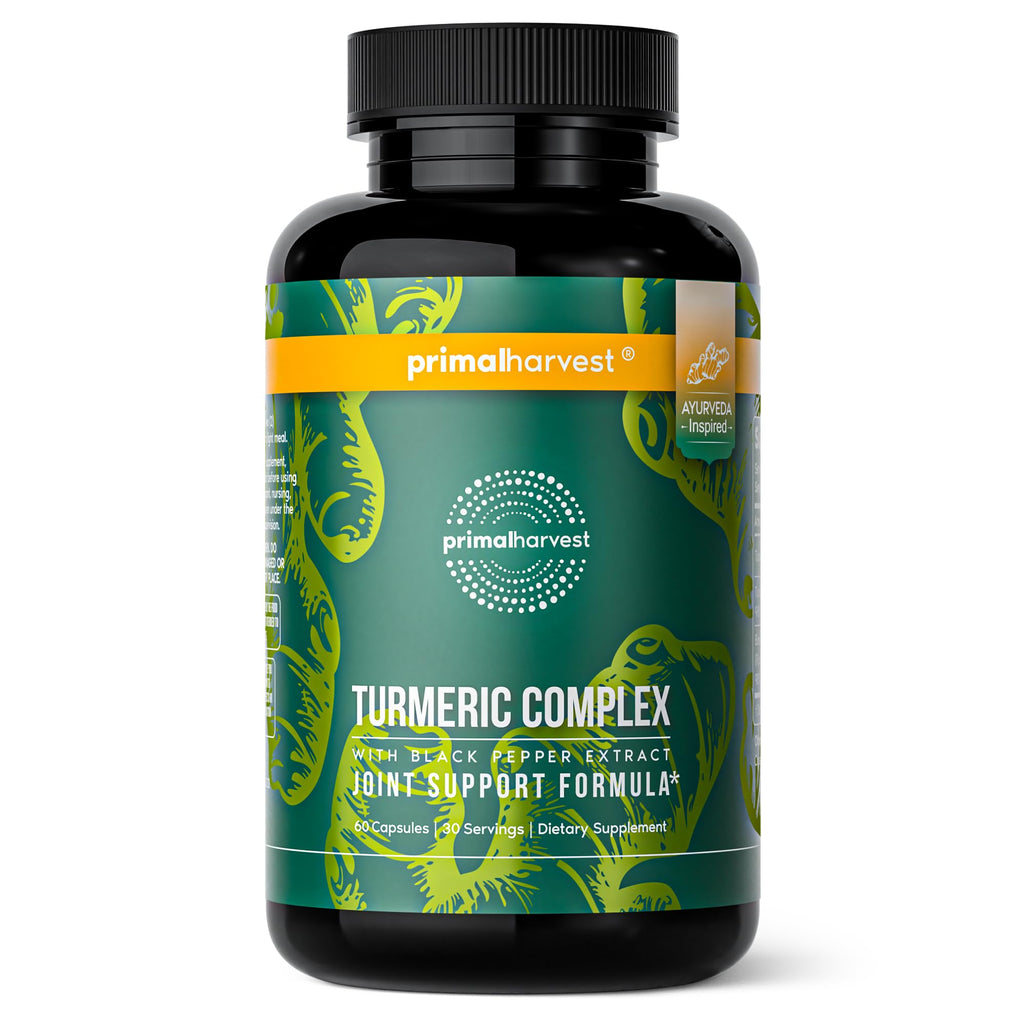 Primal Harvest 1 Pack, Primal Turmeric Complex w/Black Pepper Extract, Joint and Mobility Support Turmeric Supplement for Women & Men, 60 Capsules - TrustMedUSA