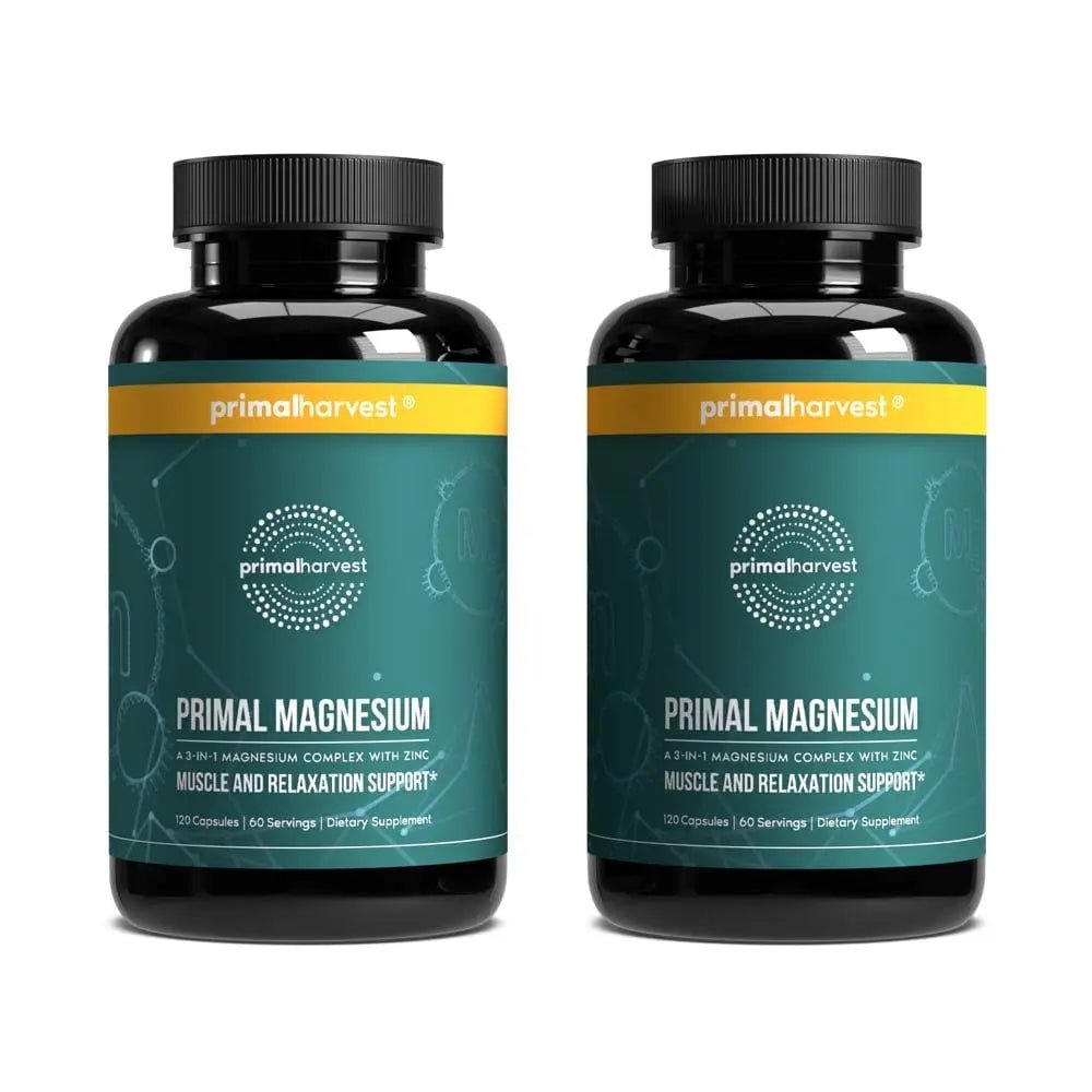 Primal Harvest Magnesium Supplement Complex 310mg by Primal Harvest with Magnesium Glycinate, Citrate, Malate, and Zinc 2 Pack, 240 Capsules - TrustMedUSA