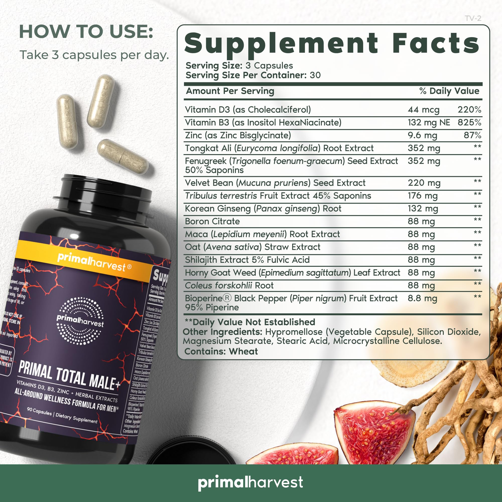 Primal Harvest Primal Total Male Natural Tribulus Terrestris, Fenugreek, Korean Ginseng - TrustMedUSA