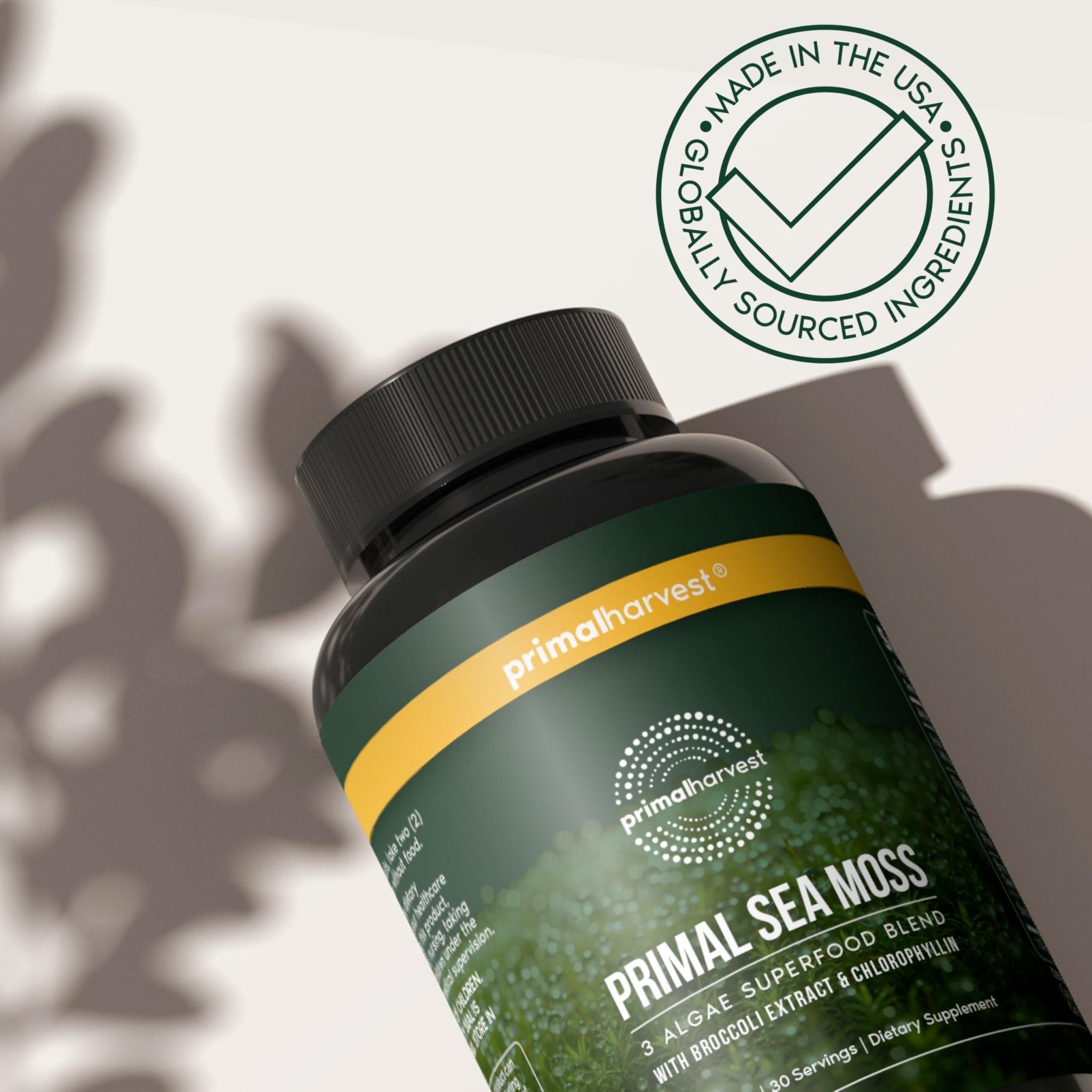 Primal Harvest Sea Moss Capsules with Bladderwack and Irish Sea Moss, Chlorella, Broccoli Seed Extract Plant-Based Supplements for Adults - TrustMedUSA