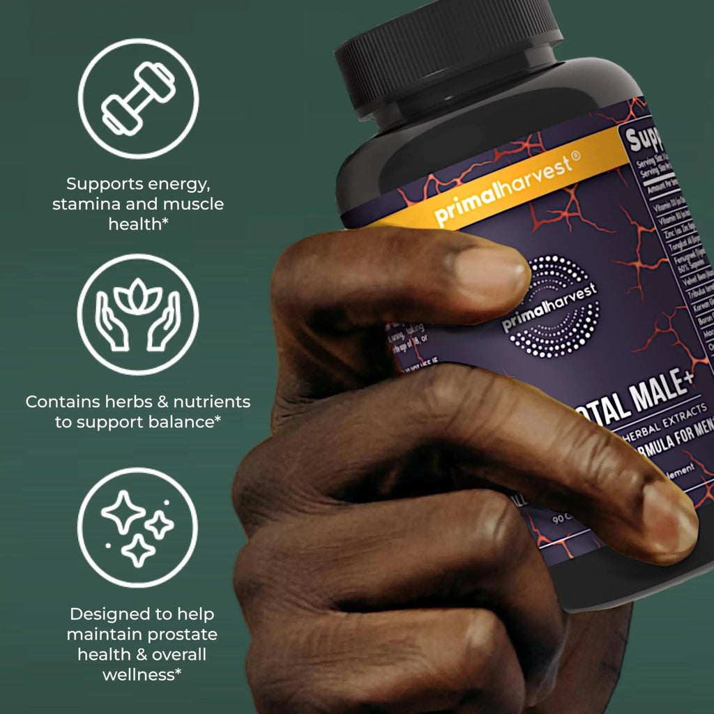 Primal Harvest Total Male+ Multivitamin for Men Vitamins, Minerals and Herbal Support for Energy, Vitality, Immune Health - TrustMedUSA