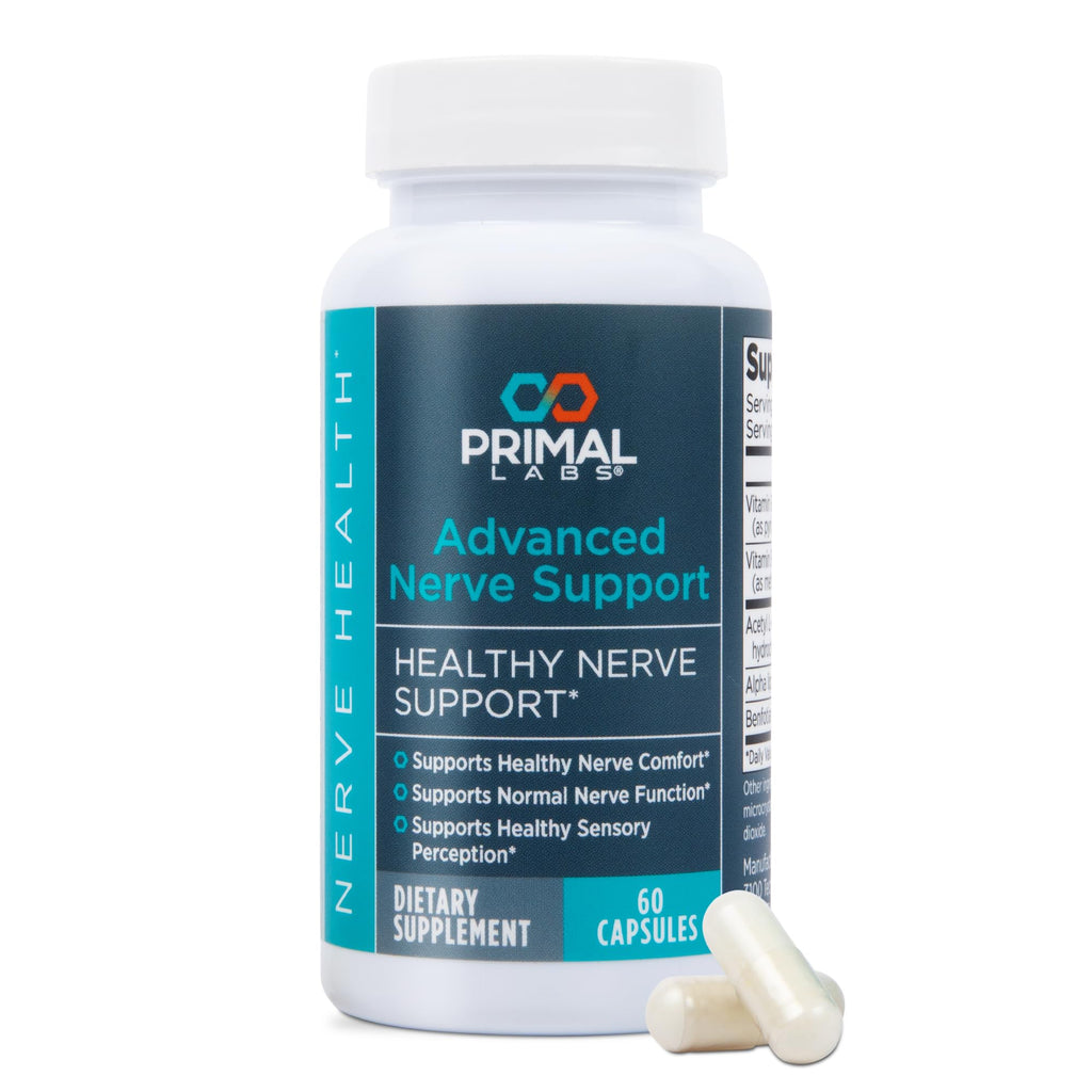 Primal Labs Nerve Support Capsules - Supports Nerve Health, Sensory Function & Comfort - Benfotiamine, Alpha Lipoic Acid, Acetyl L-Carnitine, Vitamins B6 B12-60 Count - TrustMedUSA