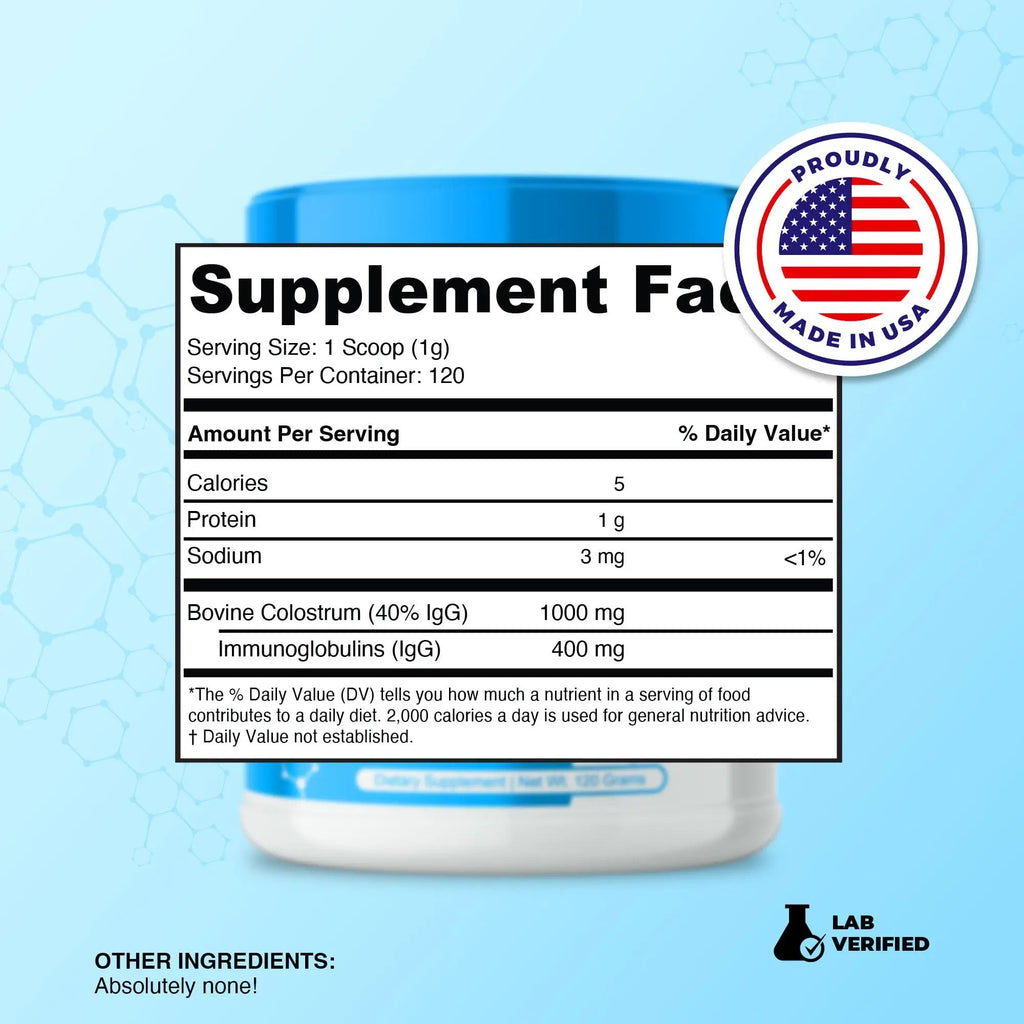 Prime Powders Colostrum Over 40% IgG, Grass Fed, Gut Health, Bloating Immunity Skin - TrustMedUSA