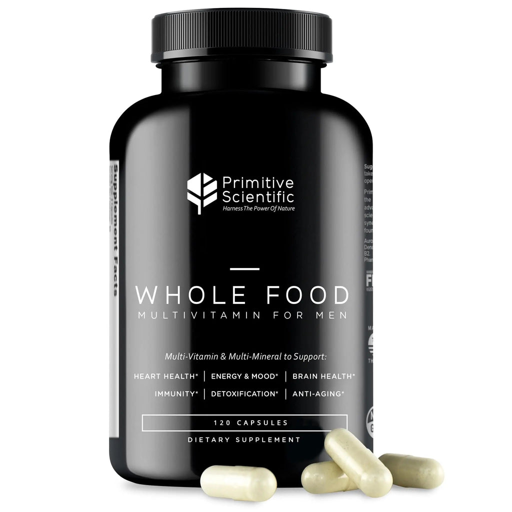 Primitive Scientific Whole Food Natural Multivitamin and Mineral Capsules for Men - All-Day Energy, Inner Zen, and Stronger You (120 Capsules) - TrustMedUSA